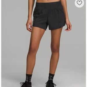 Black Lululemon Hotty Hot High-Rise Lined Short 4"